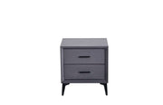 NOBEL BEDSIDE TABLE WITH GREY VELEVT , BLACK FINISHING WITH 2 DRAWERS MEASURING38X45X48CM
