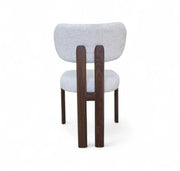 HERA CHAIRS WITH SHORT BOUCLE FABRIC WITH WALNUT EFFECT FEETS.MEASURING 48X50X80CM