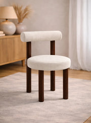IRINA CHAIR WITH WALNUT EFFECT LEGS AND VELVET BEIGE SEAT.MEASURING 50X50X80CM