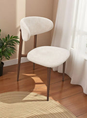 BOHEME CHAIRS IN WALNUT EFFECT LEGS WITH CHENILLE BEIGE FABRIC.MEASURING 50X50X84CM