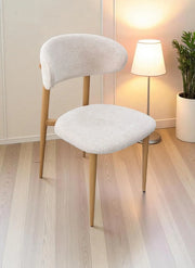 BOHEME CHAIRS IN WOODEN EFFECT LEGS WITH CHENILLE BEIGE FABRIC.MEASURING 50X50X84CM