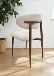 BOHEME CHAIRS IN WALNUT EFFECT LEGS WITH CHENILLE BEIGE FABRIC.MEASURING 50X50X84CM