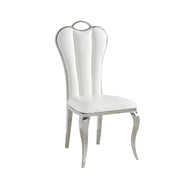 ALICE CHAIRS WITH WHITE LEATHER AND SILVER FEETS.MEASURING 50X50X110CM