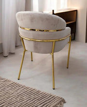 EMILY CHAIRS WITH TAUPE VELVET WITH GOLD FINISHING.MEASURING 60X55X80CM