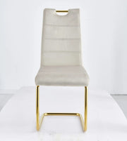 CHAIRS WITH BEIGE VELVET WITH GOLD FINISHING.MEASURING 45X45X100CM.