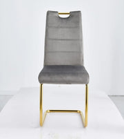 CHAIRS WITH GREY  VELVET WITH GOLD FINISHING.MEASURING 45X45X100CM.