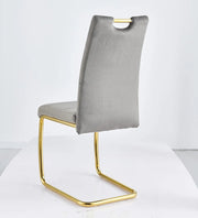 CHAIRS WITH GREY  VELVET WITH GOLD FINISHING.MEASURING 45X45X100CM.