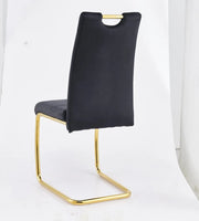 CHAIRS WITH BLACK VELVET WITH GOLD FINISHING.MEASURING 45X45X100CM.
