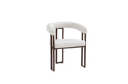 NAIA CHAIR WITH WALNUT EFFECT METAL LEGS AND LATTE TWEED SEAT.