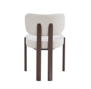 BAGUETTE CHAIR WITH WALNUT EFFECT LEGS IN BEIGE CHENILLE SERGE FABRIC.