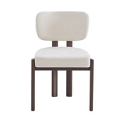 BAGUETTE CHAIR WITH WALNUT EFFECT LEGS IN BEIGE CHENILLE SERGE FABRIC.