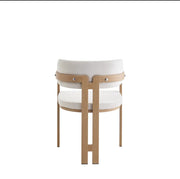 MELLOW CHAIR WITH WOOD EFFECT LEGS AND BEIGE VELVET SEAT.