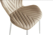 COLONNA CHAIRS WITH SILVER LEGS IN TAUPE VELVET.