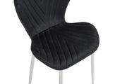 COLONNA CHAIRS WITH SILVER LEGS IN BLACK VELVET.