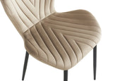 SILLA COLONNA CON PATAS DE METAL NEGRO Y TAPIZADO DE TERCIOPELO GRIS TOPO.