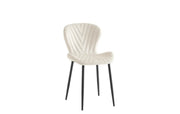 COLONNA CHAIR WITH BLACK LEGS AND BEIGE VELVET FABRIC.
