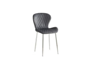 COLONNA CHAIR WITH SILVER METAL LEGS AND ANTHRACITE VELVET FABRIC.