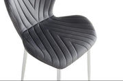 COLONNA CHAIR WITH SILVER METAL LEGS AND ANTHRACITE VELVET FABRIC.