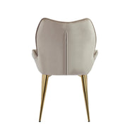 LOHA CHAIRS IN BEIGE VELVET AND GOLD FEETS.