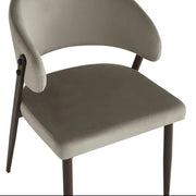 LAMIA CHAIRS WITH WALNUT  LEGS IN TAUPE VELVET.MEASURING 49.5X47X77.5CM