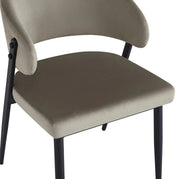 LAMIA CHAIRS WITH BLACK  LEGS IN TAUPE VELVET.MEASURING 49.5X47X77.5CM