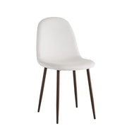 SCANDINAVAIN CHAIRS WITH WALNUT EFFECT LEGS IN BEIGE VELVET.MEASURING 43X40X84CM