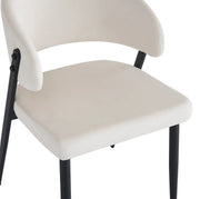 LAMIA CHAIRS WITH BLACK METAL LEGS IN BEIGE VELVET.MEASURING 49.5X47X77.5CM