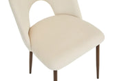 TEDDY CHAIRS WITH WALNUT METAL LEGS IN BEIGE VELVET.