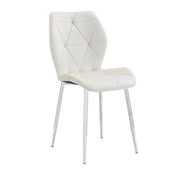 SHELL CHAIR WITH SILVER LEGS IN BEIGE VELVET.