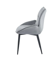 LOHA CHAIR WITH BLACK METAL LEGS IN GREY  VELVET.