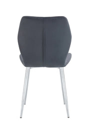 SHELL CHAIR WITH SILVER LEGS IN ANTHRACITE VELVET.