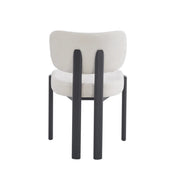 BAGUETTE CHAIR WITH BLACK EFFECT LEGS IN BEIGE CHENILLE SERGE FABRIC.