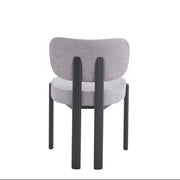 BAGUETTE CHAIR WITH BLACK EFFECT LEGS IN MOCHA CHENILLE SERGE FABRIC.
