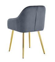 PAMS CHAIR WITH GOLD LEGS IN ANTHRACITE VELVET.