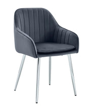 PAMS CHAIR WITH SILVER LEGS IN ANTHRACITE VELVET.