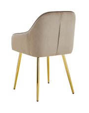 PAMS CHAIR WITH GOLD LEGS IN TAUPE VELVET.