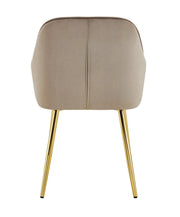 PAMS CHAIR WITH GOLD LEGS IN TAUPE VELVET.