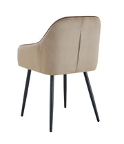 PAMS CHAIR WITH BLACK LEGS IN TAUPE VELVET.