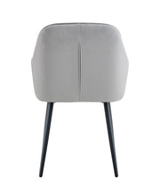 SILLA PAMS CON PATAS NEGRAS EN TERCIOPELO GRIS.