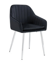 PAMS CHAIR WITH SILVER LEGS IN BLACK VELVET.