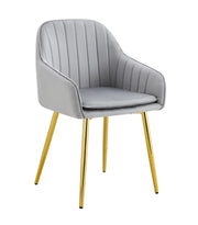 SILLÓN PAMS CON PATAS DORADAS EN TERCIOPELO GRIS.