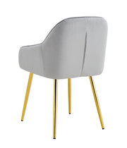 SILLÓN PAMS CON PATAS DORADAS EN TERCIOPELO GRIS.