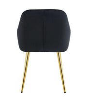 PAMS CHAIR WITH GOLD LEGS IN BLACK VELVET.