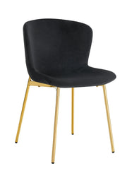 HAILEY CHAIRS WITH GOLD LEGS AND BLACK VELVET.