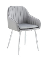 PAMS CHAIR WITH SILVER LEGS IN GREY VELVET.