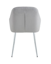 PAMS CHAIR WITH SILVER LEGS IN GREY VELVET.