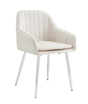 PAMS CHAIR WITH SILVER LEGS IN BEIGE VELVET.
