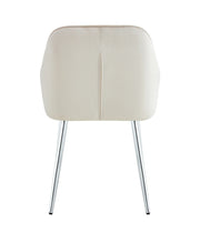 PAMS CHAIR WITH SILVER LEGS IN BEIGE VELVET.