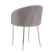 CARLITA CHAIR IN GREY VELVET WITH SILVER LEGS.