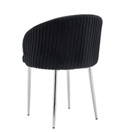 SILLA CARLITA EN TERCIOPELO NEGRO CON PATAS PLATEADAS.